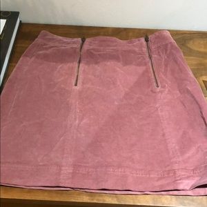 Madewell pink velveteen zip skirt.